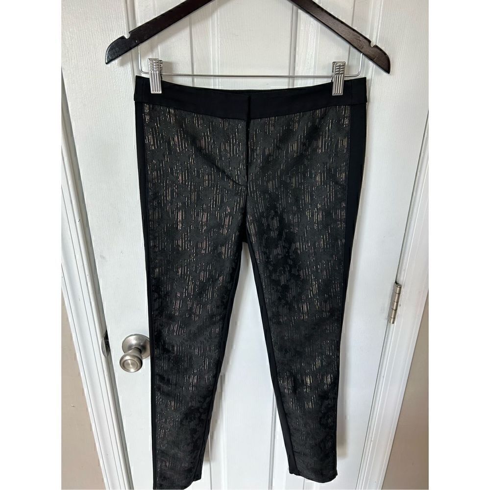 White House black market black stretchy pants size 2 flashy fancy trendy work pa